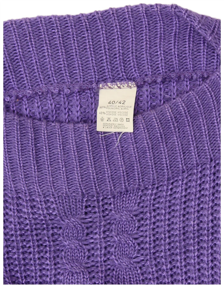 Maglione maglione con scollo a barca da donna VINTAGE EU 40/42 Acrilico viola medio