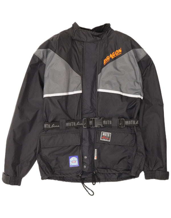 Vintage Mens Moto Racer Graphic Racer Jacket UK 38 Medium Black Colourblock