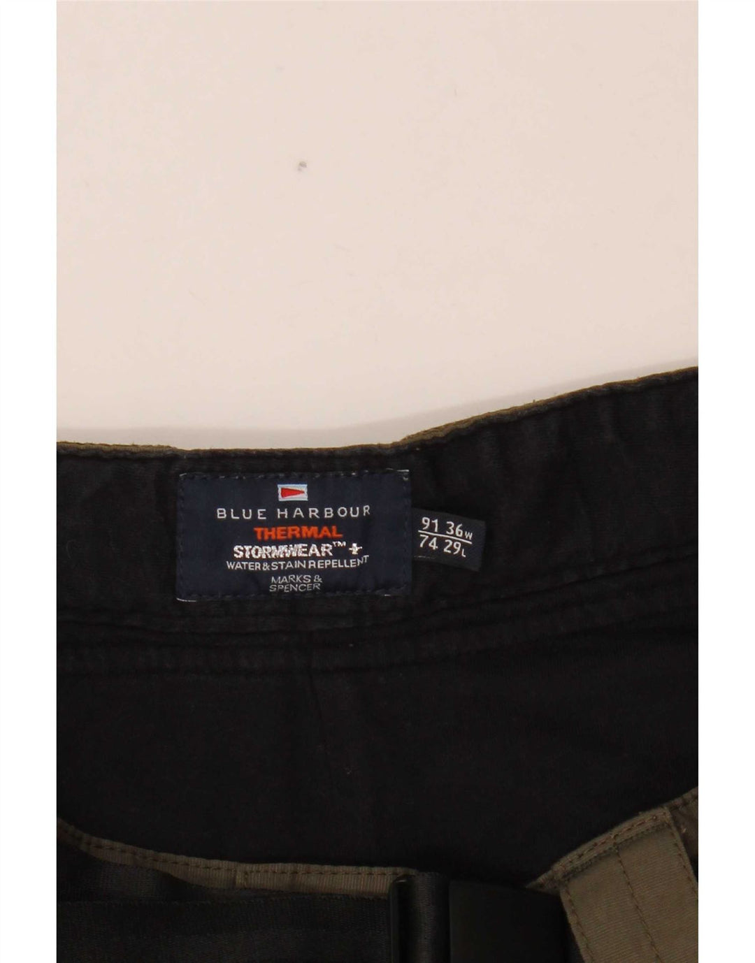 Pantaloni cargo dritti Marks & Spencer da uomo Blue Harbour W36 L29 kaki