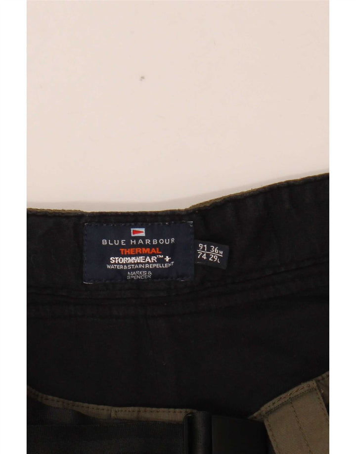 Pantaloni cargo dritti Marks & Spencer da uomo Blue Harbour W36 L29 kaki