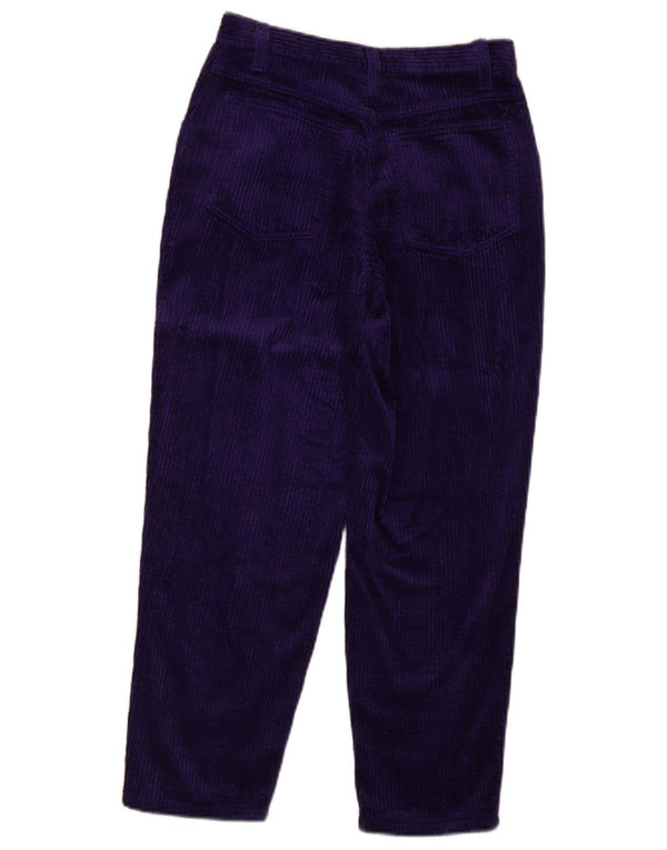 Pantaloni da donna in velluto a coste affusolati a vita alta Benetton W26 L25 cotone viola