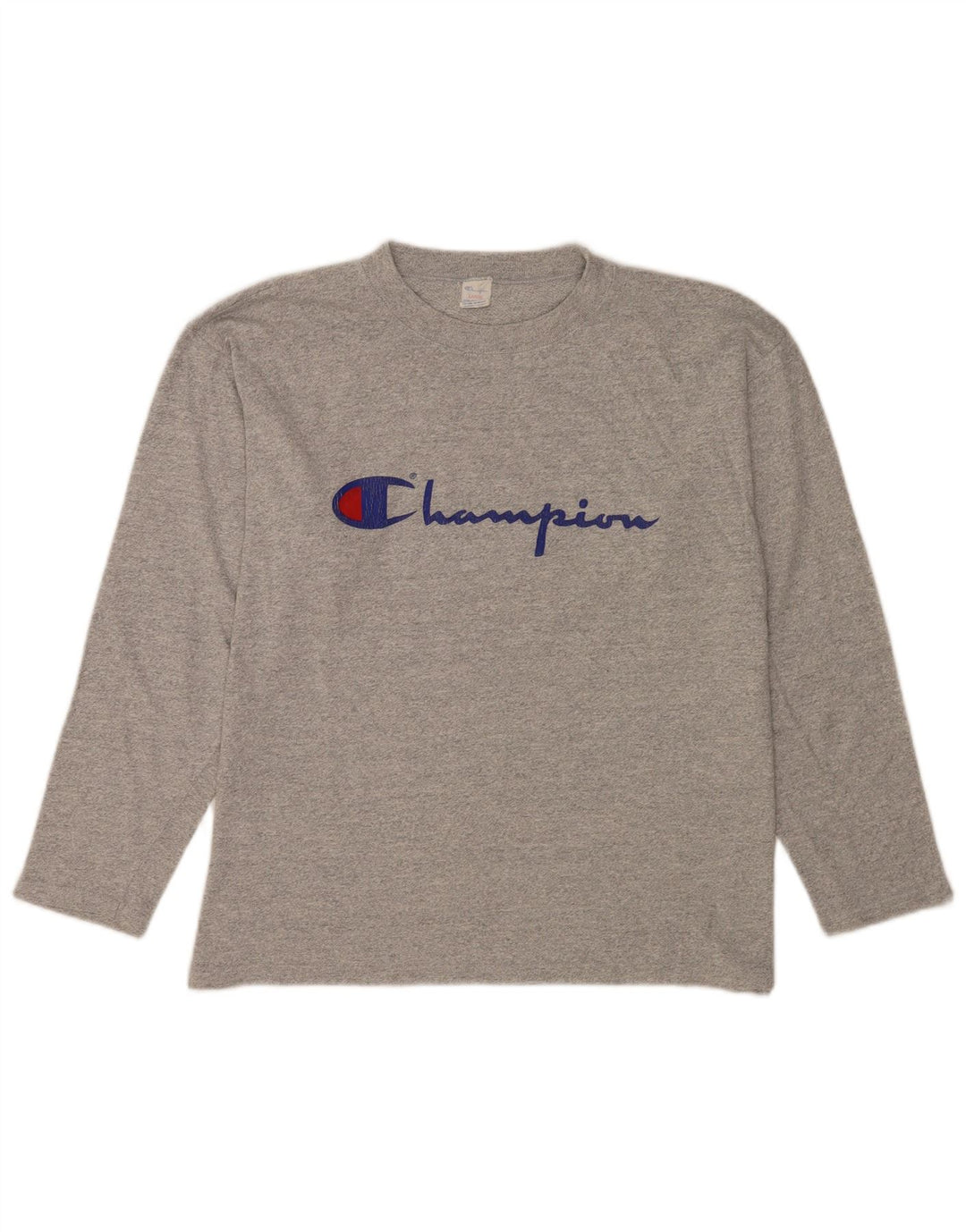 Champion Top grafico da uomo a maniche lunghe in cotone chiazzato grigio grande