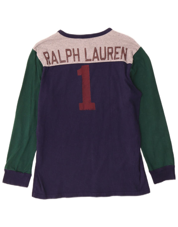 POLO RALPH LAUREN Top grafico da ragazzo manica lunga 11-12 anni Large Blu