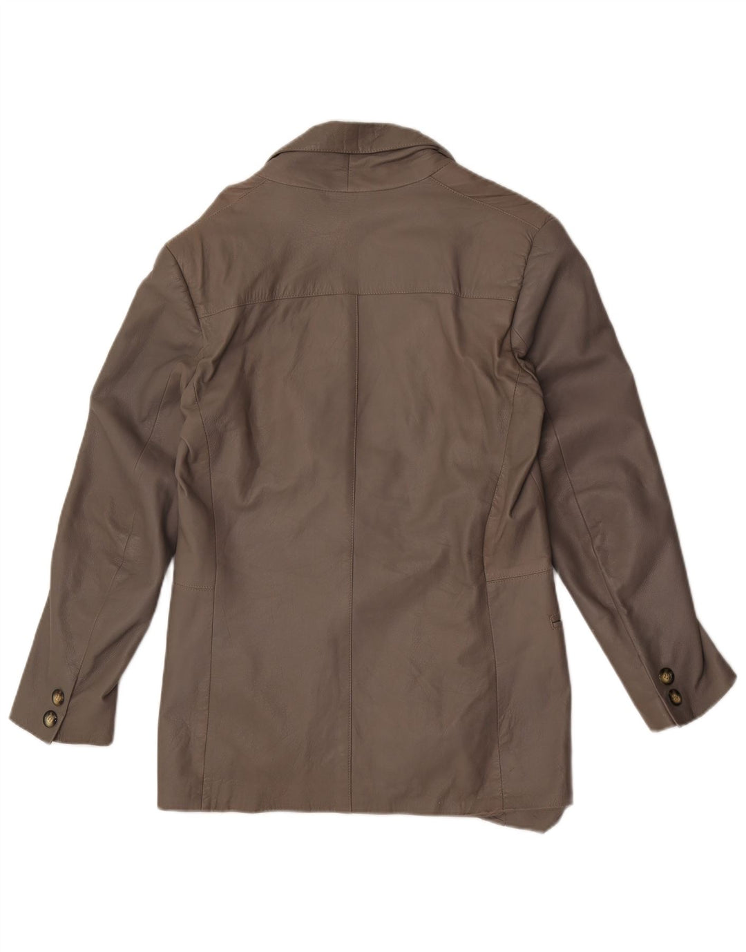 Giacca blazer in pelle vintage da donna a 1 bottone IT 48 XL grigia
