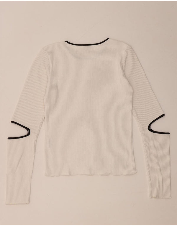 Top Zara da donna a maniche lunghe UK 12 viscosa bianca media