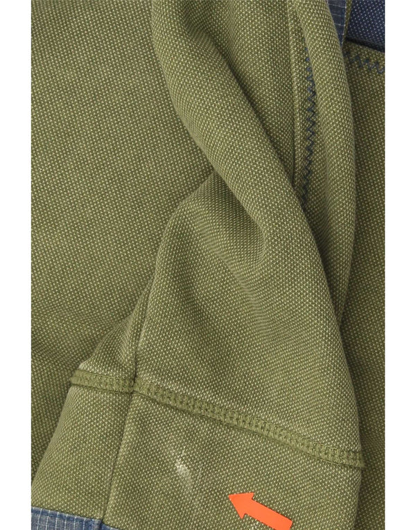 Felpa da uomo con collo con zip Fat Face Maglione 2XL Cotone color block verde