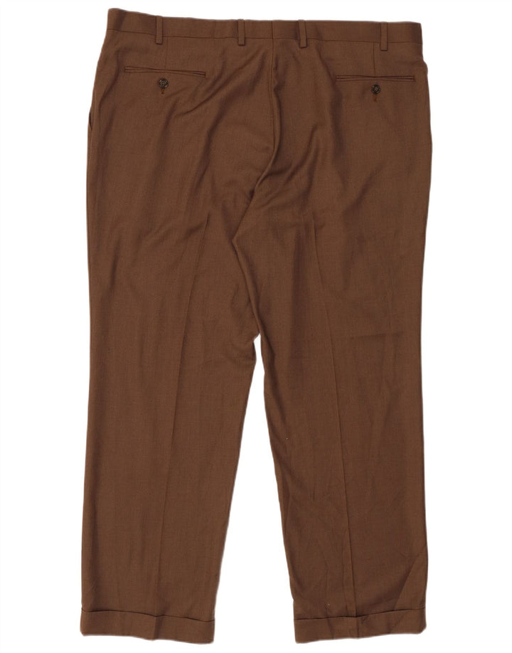 RALPH LAUREN Pantaloni da abito con pegging da uomo W42 L30 Poliestere marrone