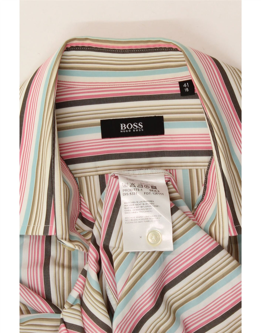 HUGO BOSS Mens Shirt Size 41 16 Large Multicoloured Striped Cotton Vintage Hugo Boss and Second-Hand Hugo Boss from Messina Hembry 