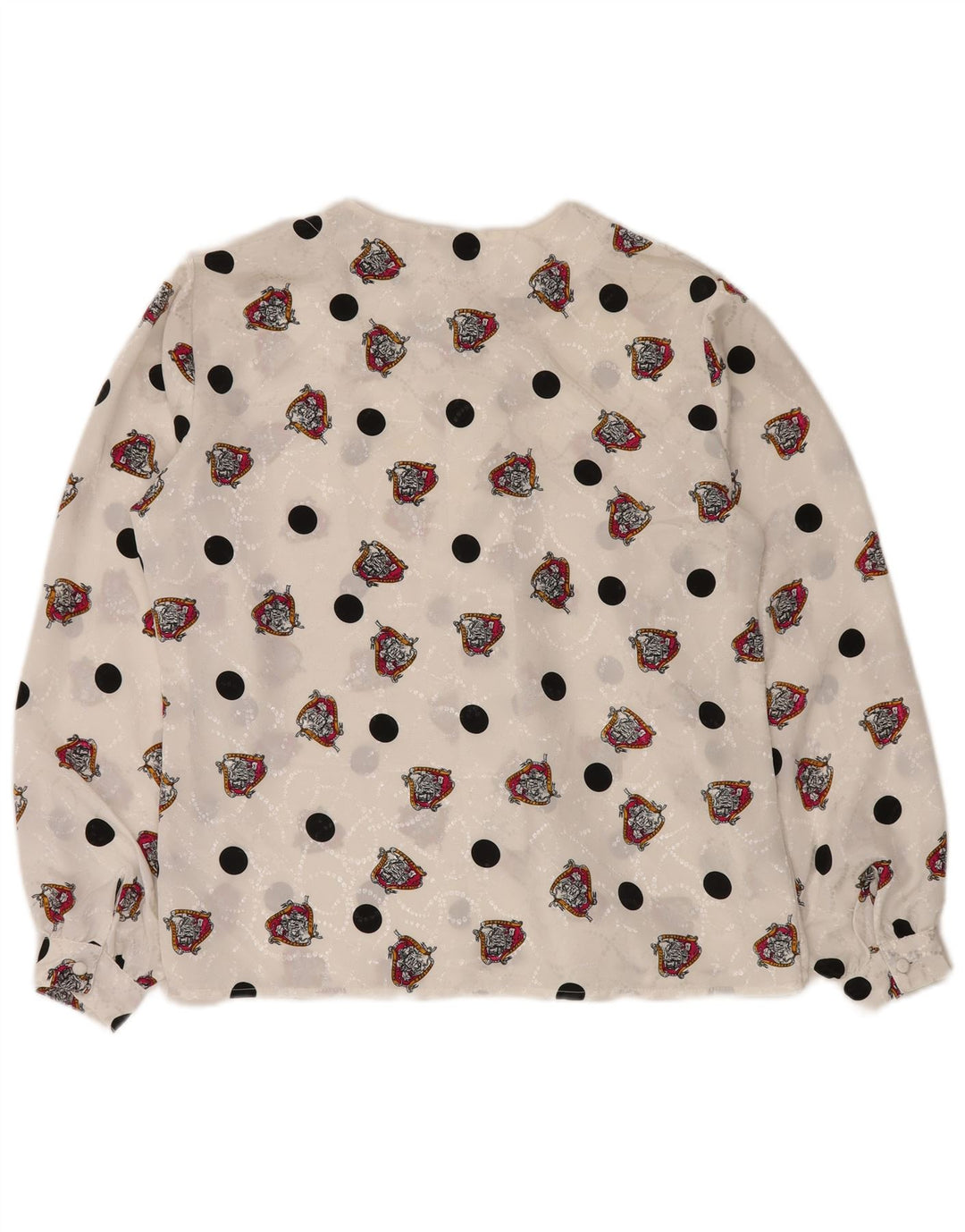 NOTAZIONI Camicia camicetta da donna con motivo astratto UK 16 Grande poliestere bianco