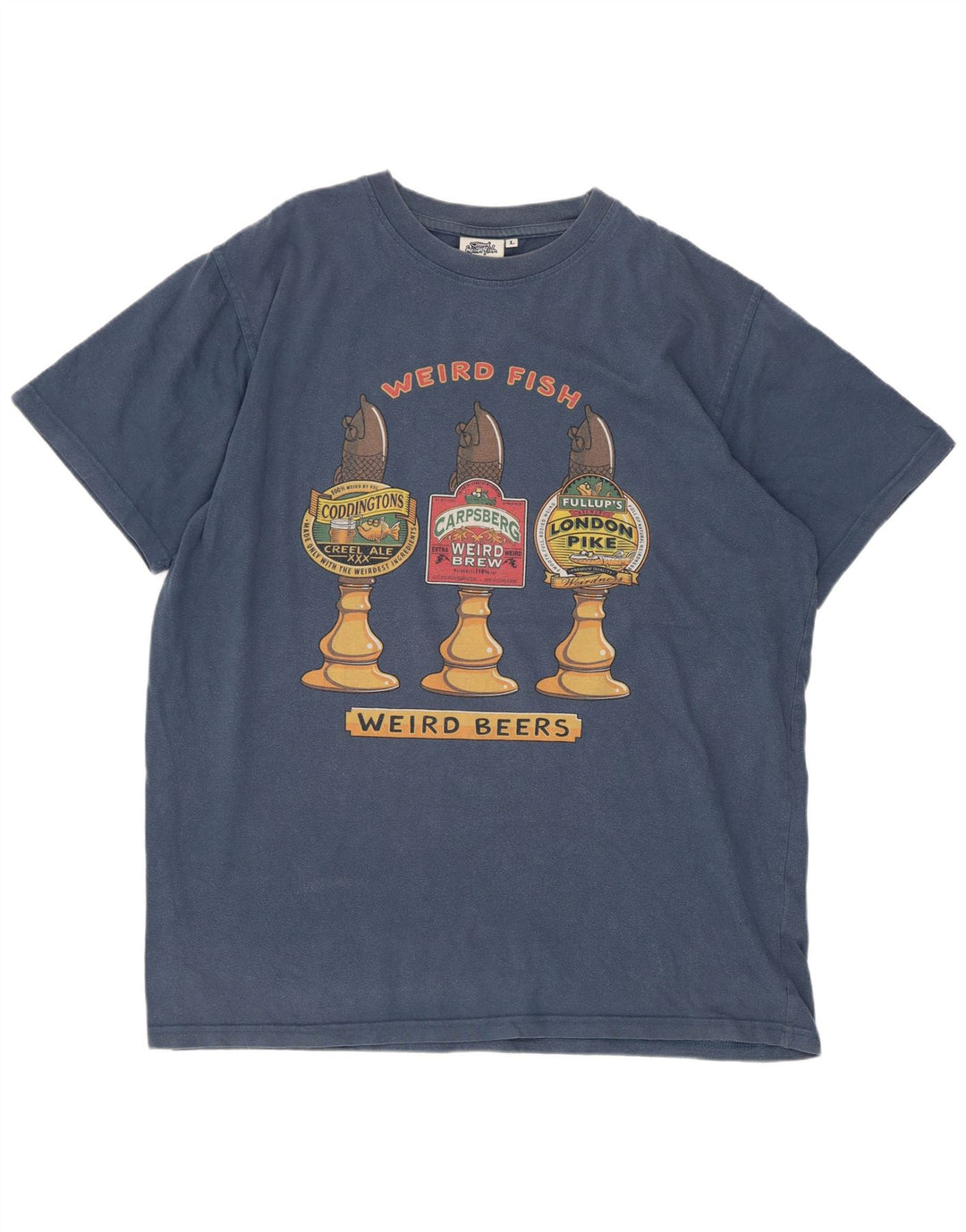 T-shirt grafica da uomo Weird Fish Top grande in cotone blu