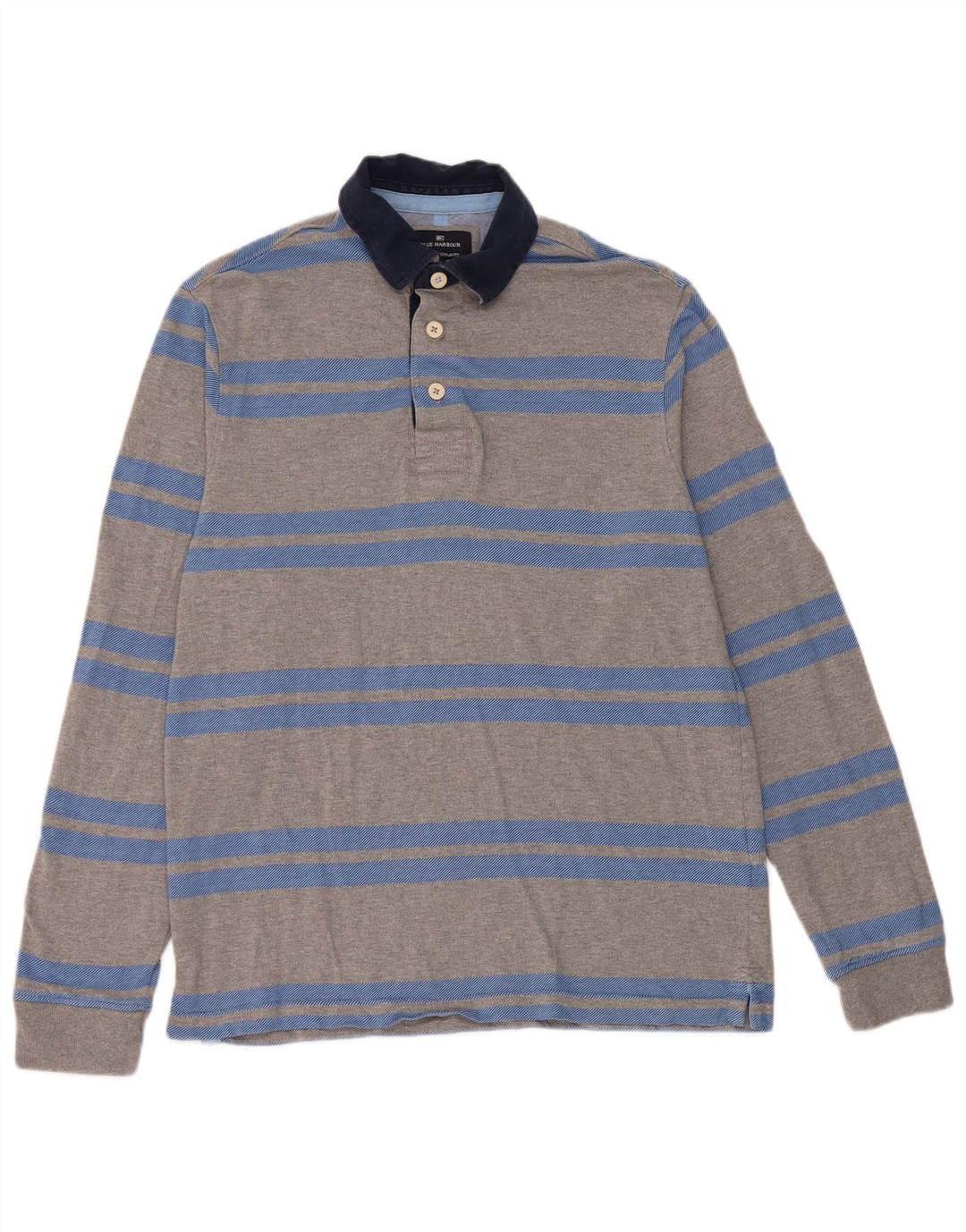 Polo da rugby a maniche lunghe da uomo Marks & Spencer piccola a righe grigie
