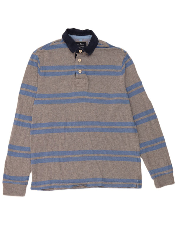 Polo da rugby a maniche lunghe da uomo Marks & Spencer piccola a righe grigie