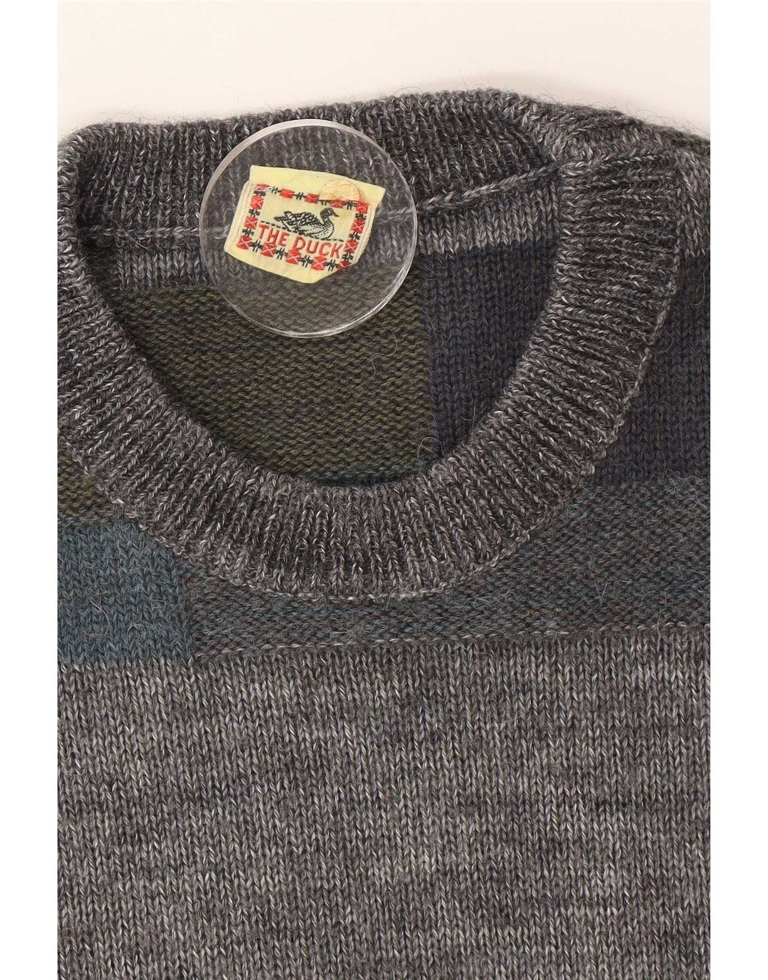 Maglione vintage da uomo girocollo IT 46 piccolo blocco di colori multicolore
