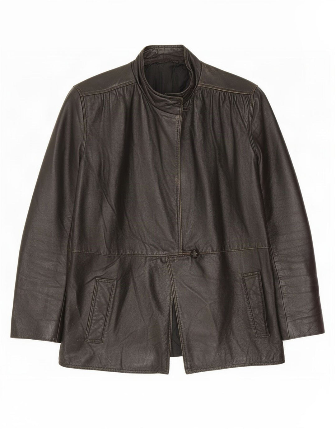 Giacca in pelle vintage da donna con maniche a 3/4 IT 42 Marrone medio