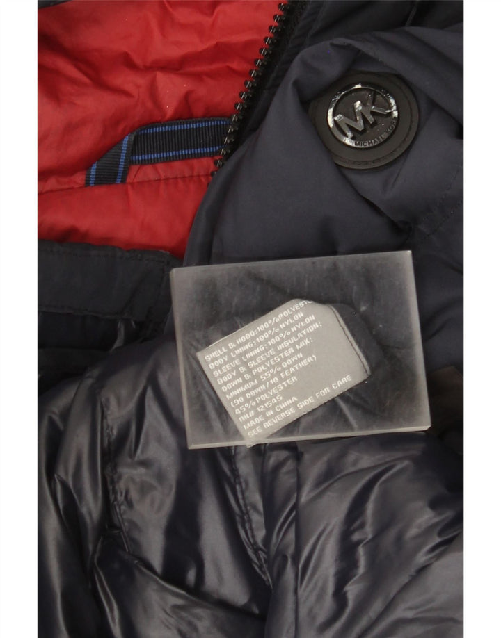 Giacca imbottita con cappuccio da uomo Michael Kors UK 38 poliestere medio blu navy