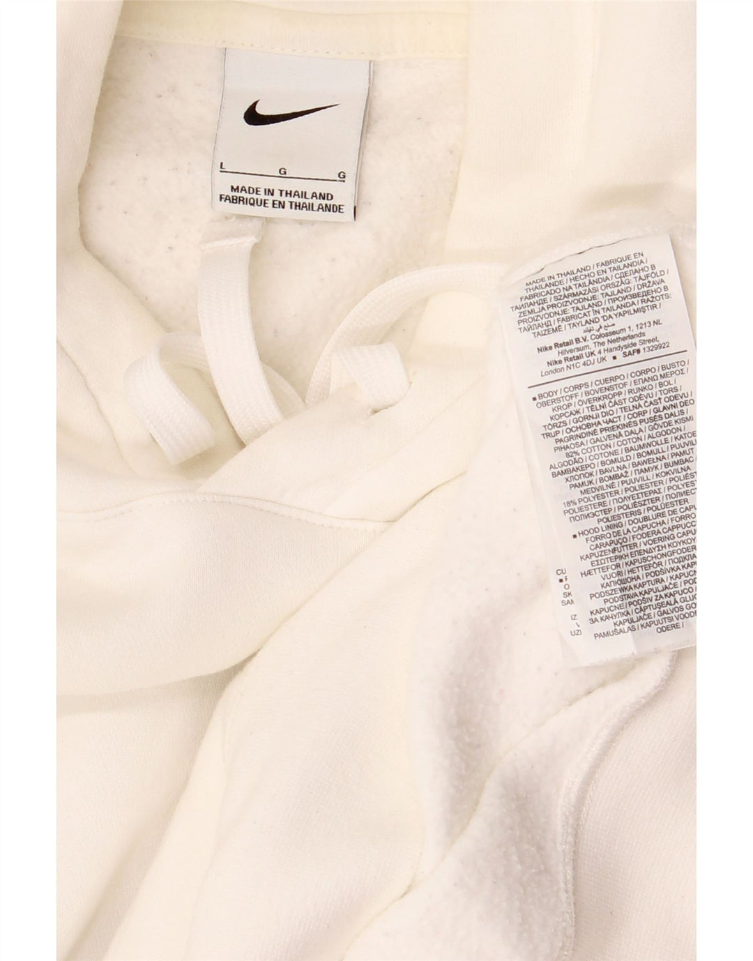 Felpa con cappuccio grafica da uomo Nike Large in cotone bianco