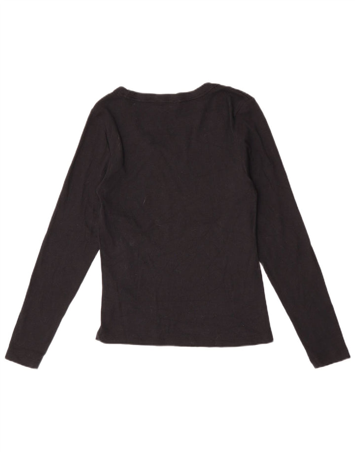 Marks & Spencer Top da donna manica lunga UK 12 medio cotone nero