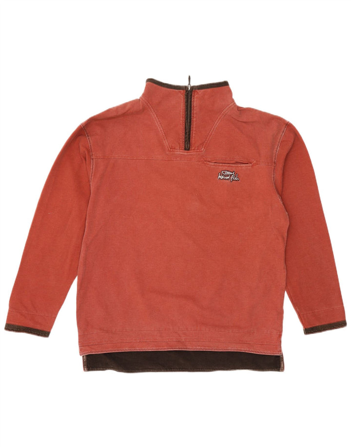Felpa da uomo con collo con zip Weird Fish, cotone rosso medio