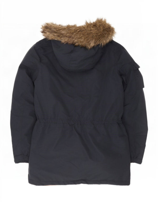 Jack & Jones Mens Hooded Parka Jacket UK 42 XL Navy Blue Cotton