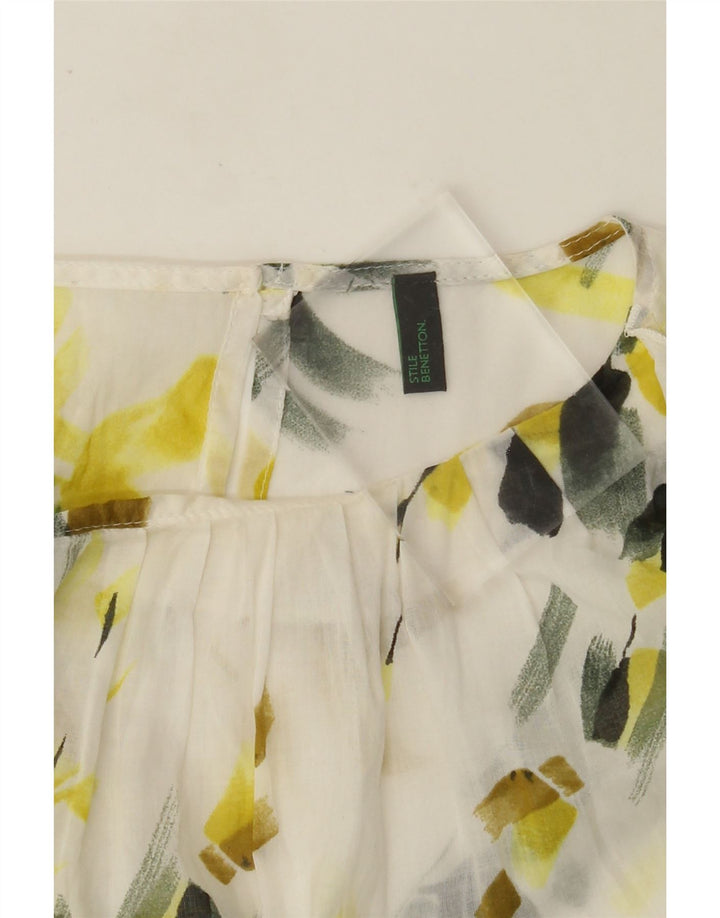 BENETTON Camicetta da donna Top UK 12 Medio Bianco floreale