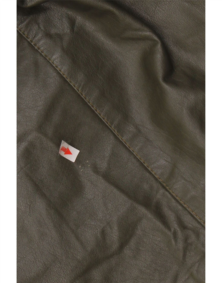 Cappotto oversize in pelle vintage da donna IT 40 piccolo in pelle verde color block