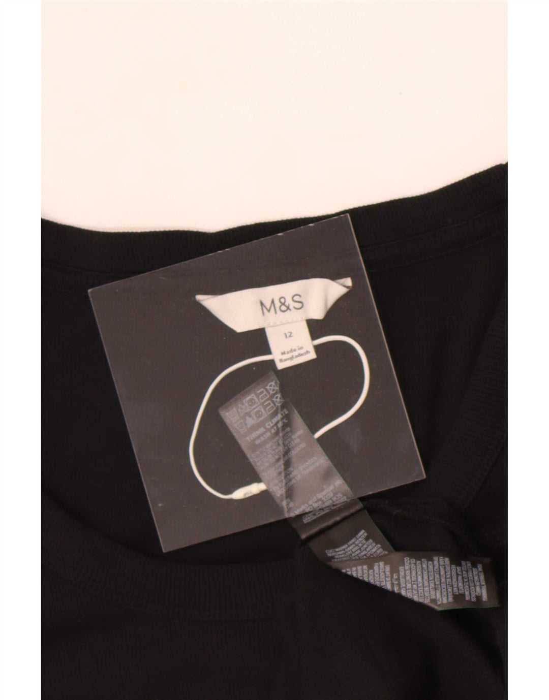 Marks & Spencer Top da donna manica lunga UK 12 medio cotone nero