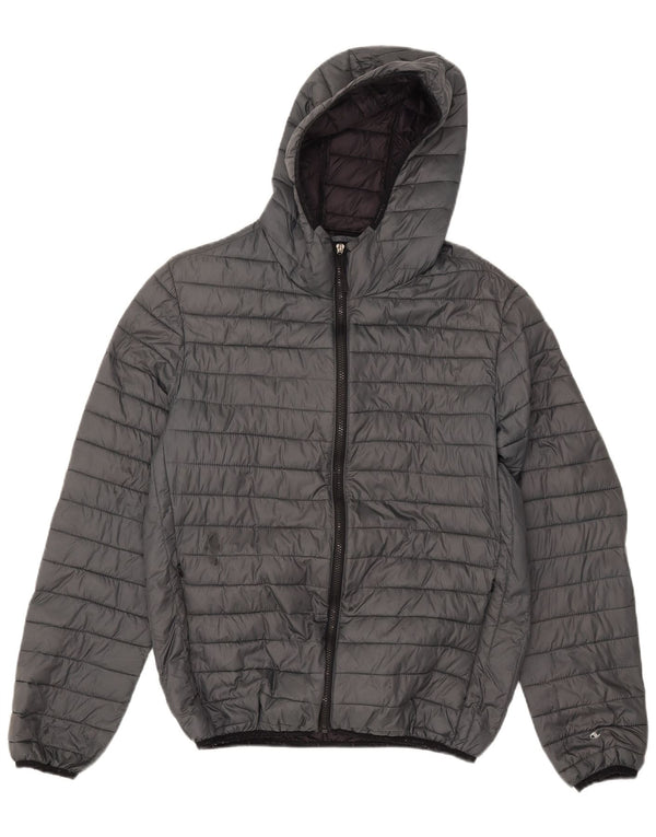 Giacca imbottita con cappuccio da uomo Champion UK 40 Large Grigia in poliammide