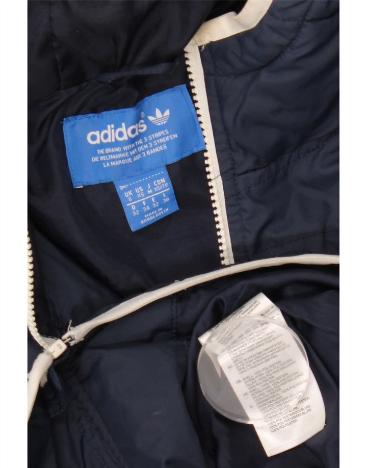 Giacca imbottita con cappuccio da donna Adidas UK 6 XS blu navy poliestere