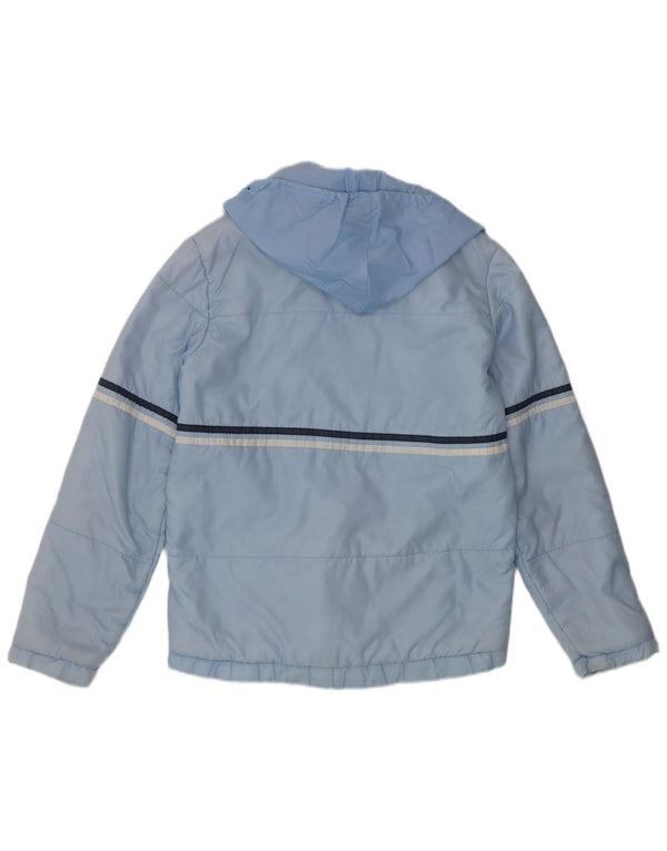 Giacca antipioggia vintage da uomo con cappuccio UK 36 Small Blue Striped Sports in poliammide