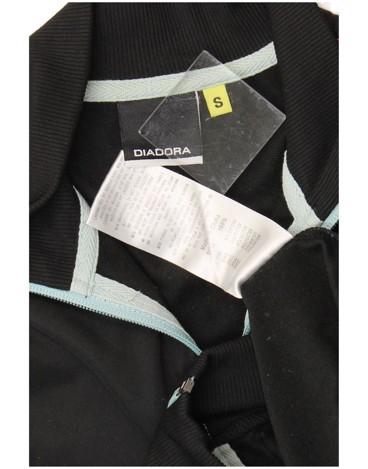 DIADORA Womens Tracksuit Top Jacket UK 10 Small Black Colourblock