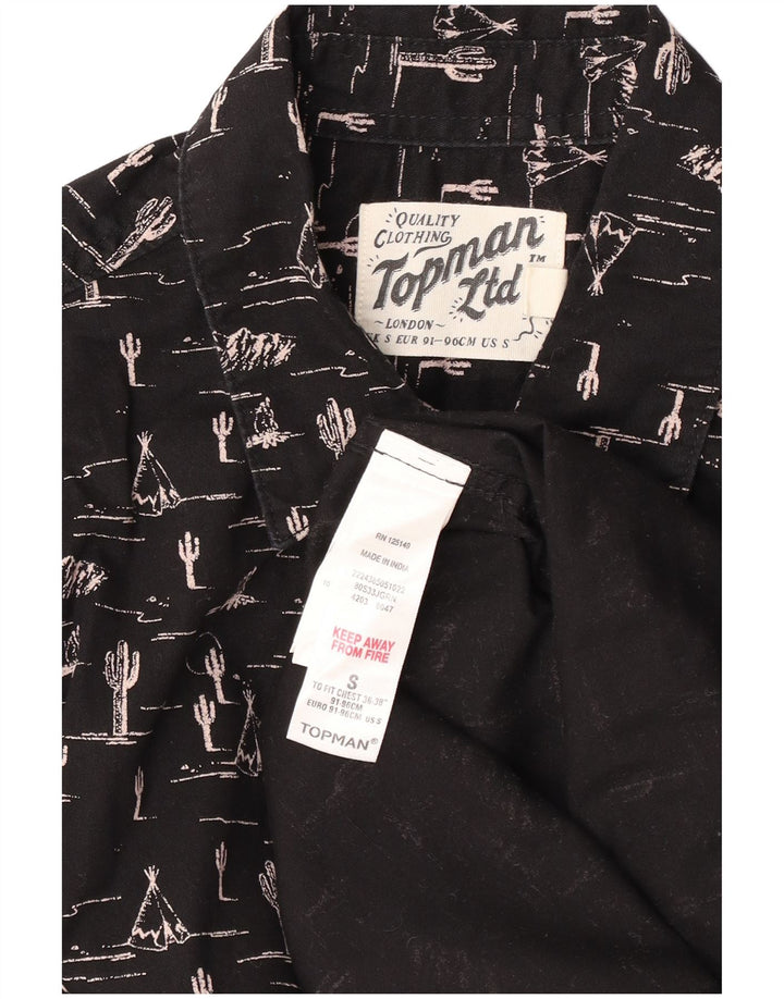 TOPMAN Camicia da uomo con motivo astratto piccola in cotone nero