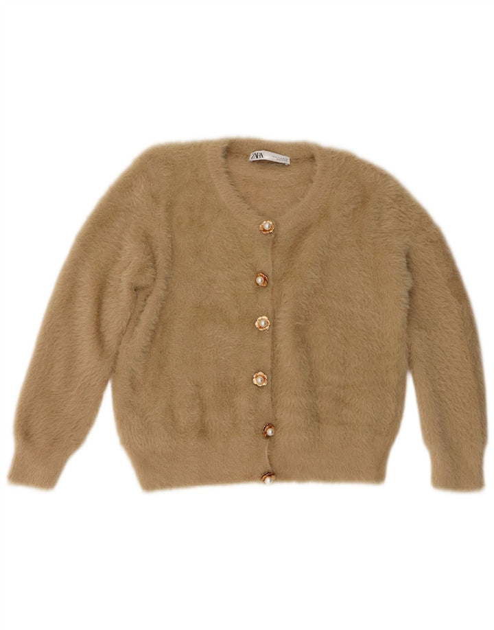 Maglione cardigan da donna Zara UK 14 Nylon beige medio