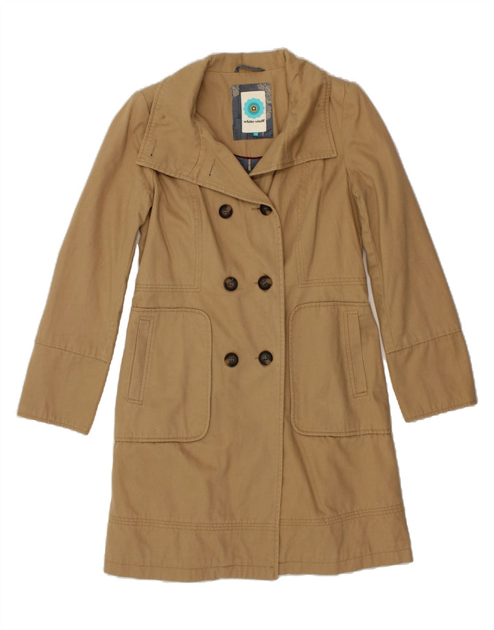 WHITE STUFF Womens Double Breasted Coat UK 10 Small Beige Cotton Vintage White Stuff and Second-Hand White Stuff from Messina Hembry 
