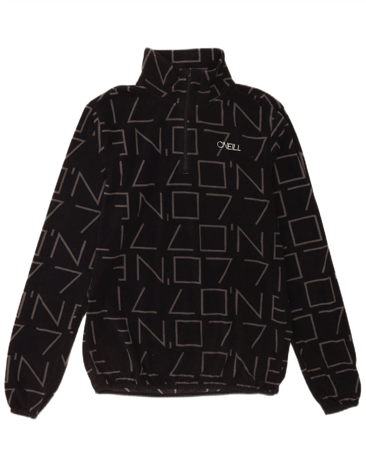 Maglione in pile da uomo con collo con zip grafico O'Neill grande poliestere nero