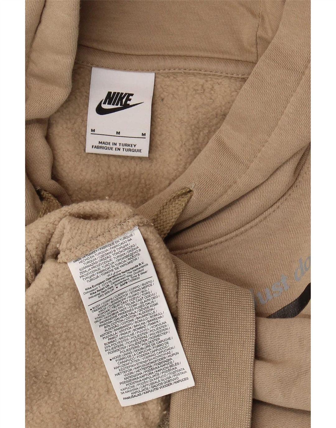 Felpa con cappuccio grafica Nike da uomo in cotone beige medio