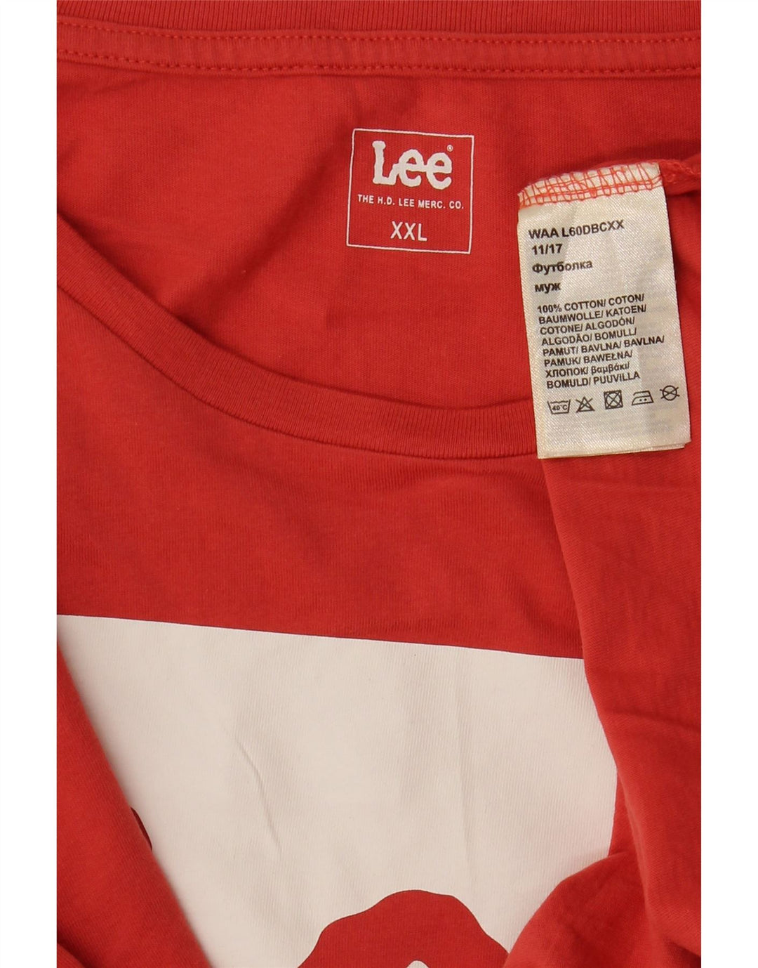 T-shirt grafica da uomo LEE Top 2XL in cotone rosso