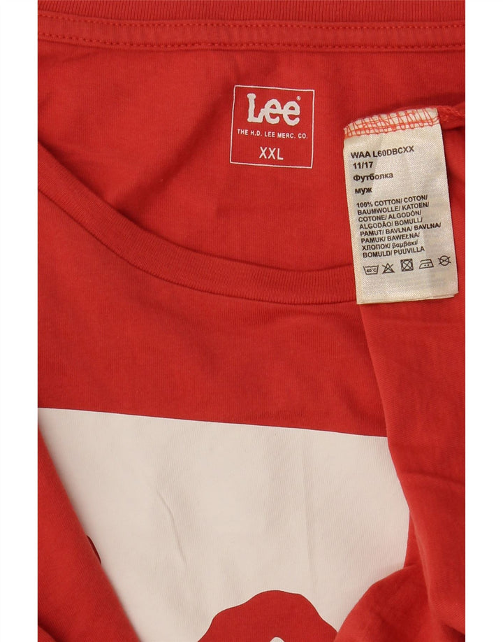 T-shirt grafica da uomo LEE Top 2XL in cotone rosso