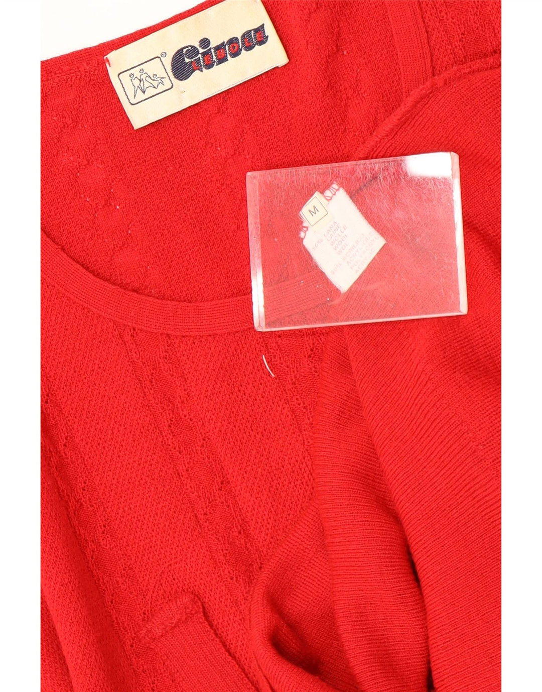Maglione maglione girocollo da donna a maniche corte Lebole UK 14 Lana rossa media