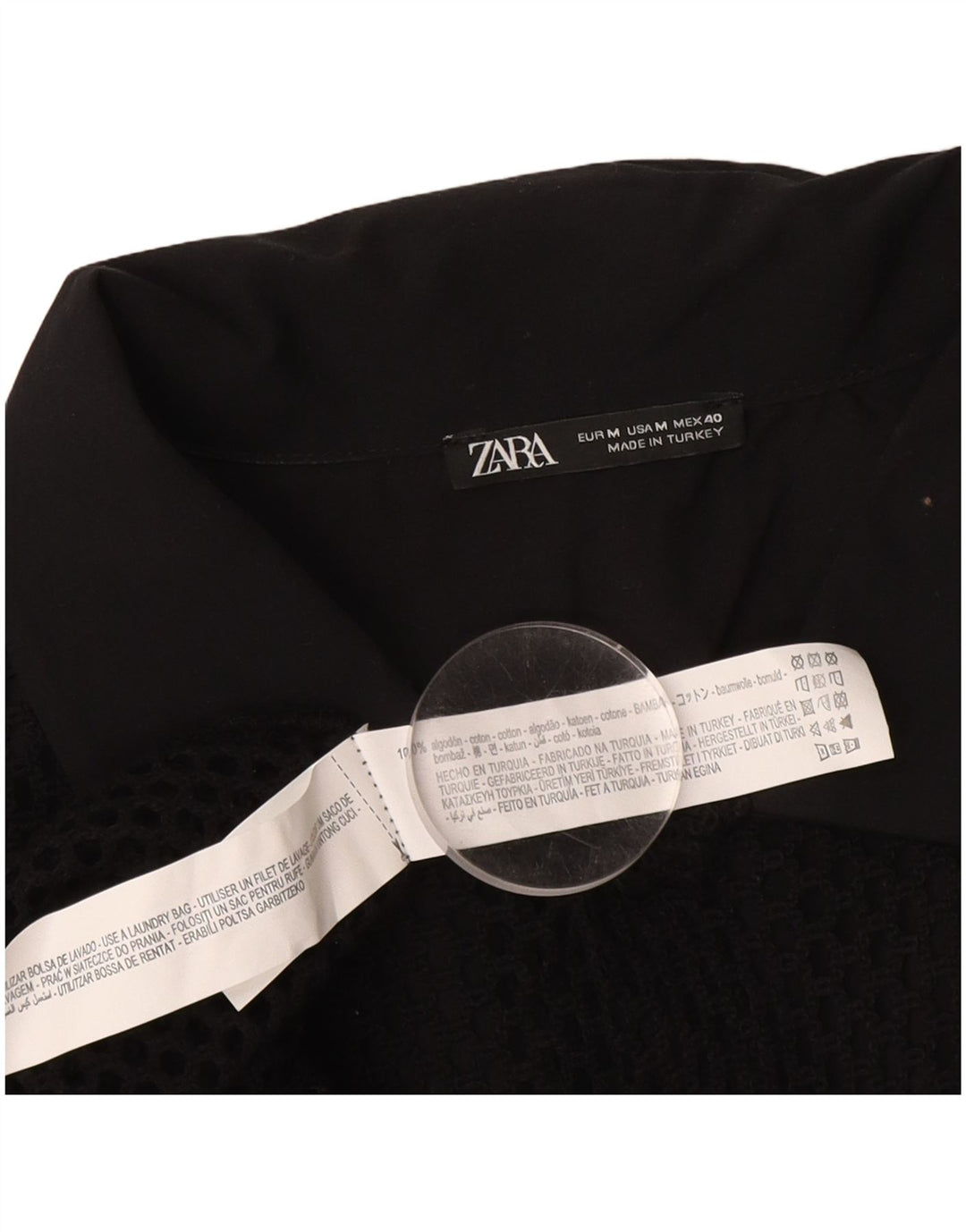 Camicia Zara da uomo a maniche corte in cotone nero medio