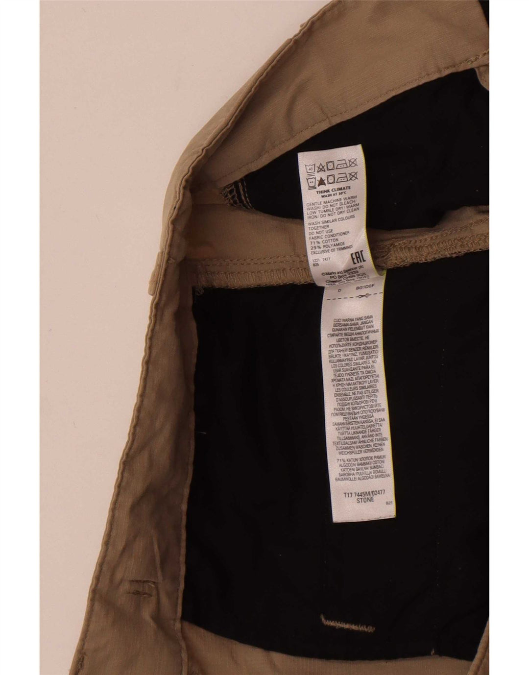 Pantaloncini cargo da uomo Marks & Spencer XL W38 in cotone beige