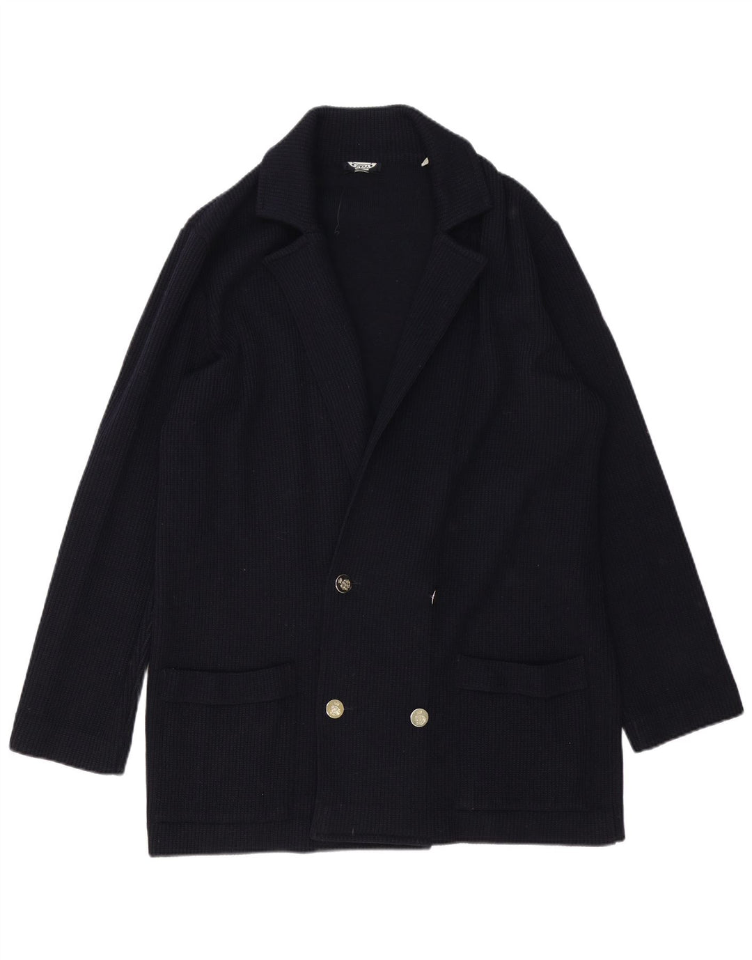 Giacca blazer in maglia doppiopetto da uomo blu scuro IT 52 grande blu navy