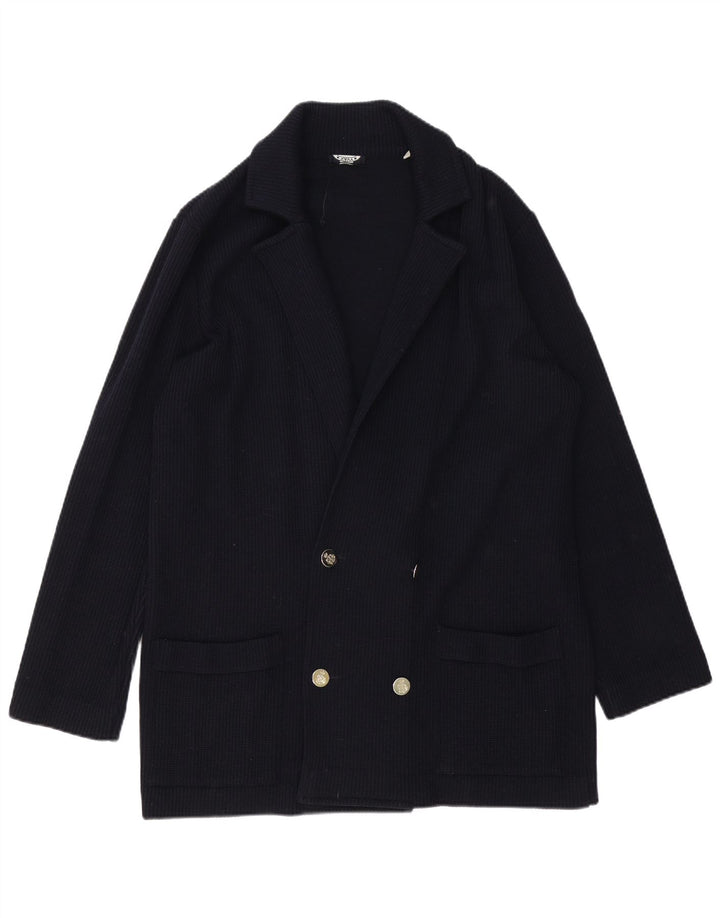 Giacca blazer in maglia doppiopetto da uomo blu scuro IT 52 grande blu navy
