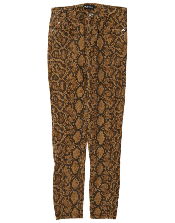 Pantaloni casual skinny da donna Zara EU 40 medi W30 L27 marrone stampa animalier