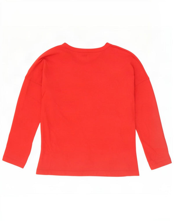 Top grafico da donna Calvin Klein manica lunga UK 10 piccolo cotone rosso