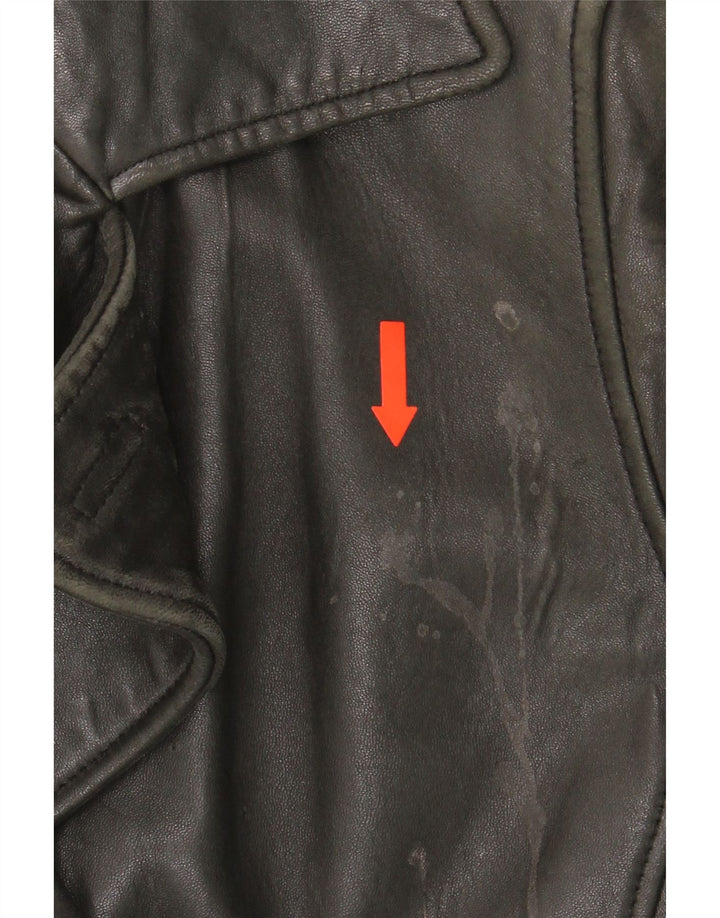 MARC Womens Oversized Leather Coat UK 10 Small Black Leather Vintage Marc and Second-Hand Marc from Messina Hembry 