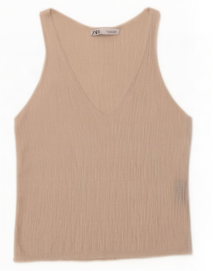 Camicetta senza maniche da donna Zara UK 10 piccola viscosa grigia