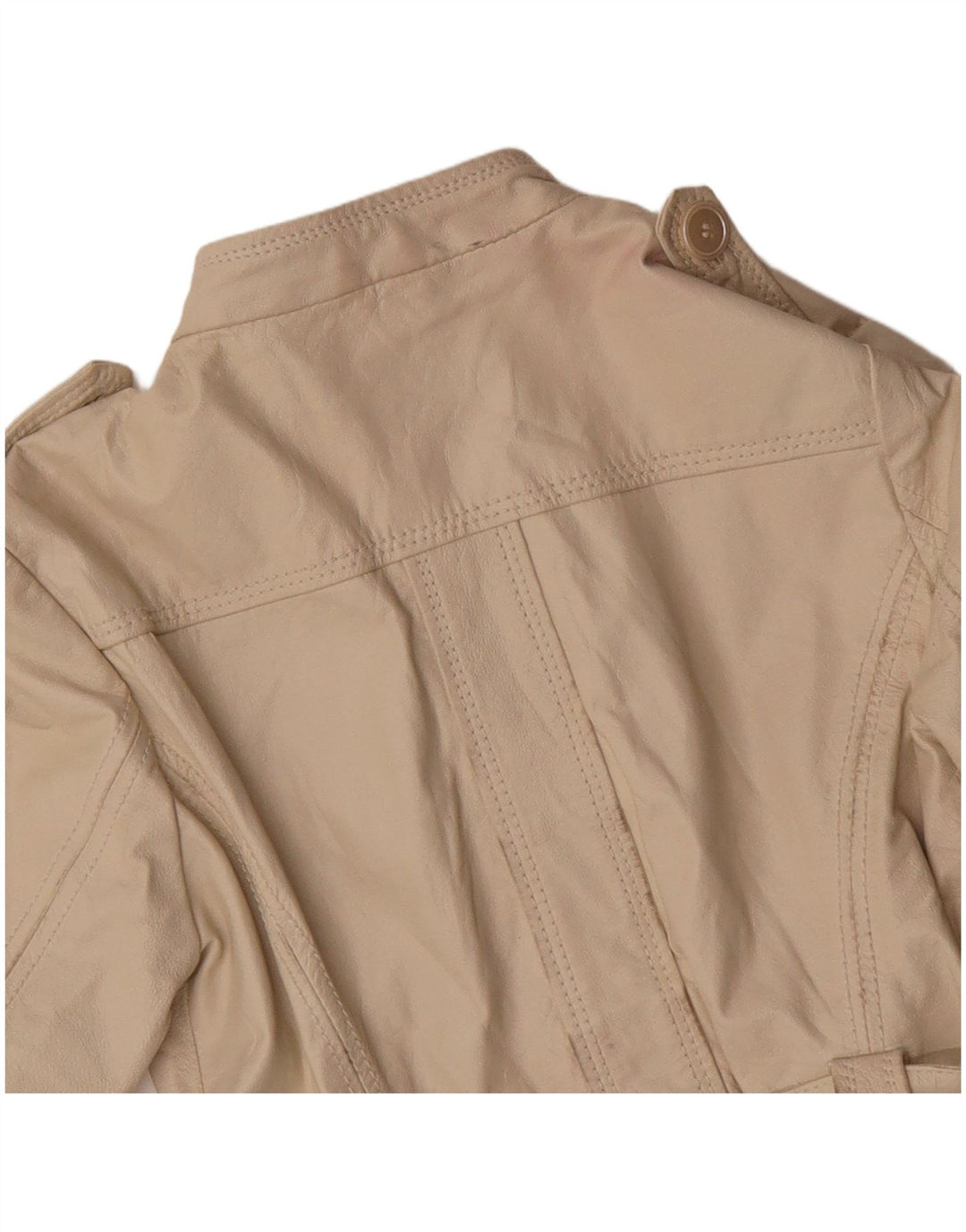 Giacca in pelle militare vintage da donna IT 44 in pelle beige media