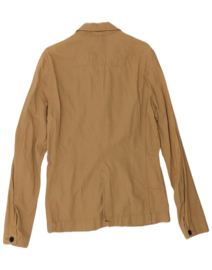 Giacca blazer a 3 bottoni da uomo Timberland UK 36 piccolo cotone beige a spina di pesce