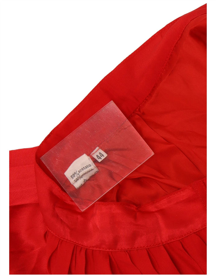 Gonna a pieghe vintage da donna IT 44 media W28 acetato a righe rosse