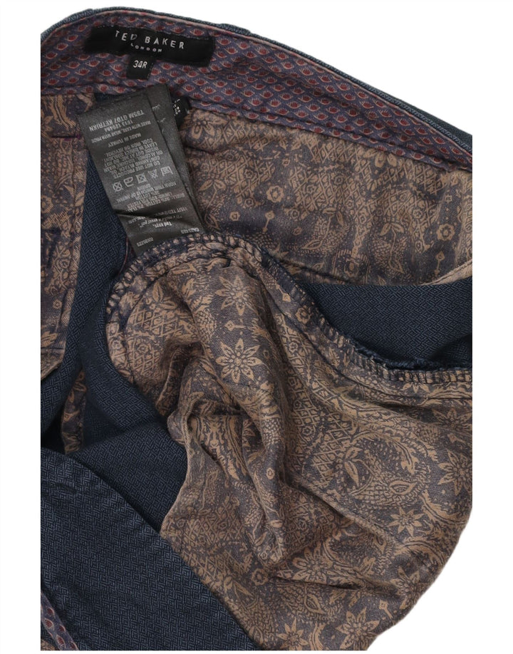 Pantaloni da abito slim da uomo Ted Baker W34 L32 in cotone blu navy